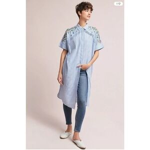 Anthropologie 5X By Ajit Kumar Neysa Embroidered Shirt Tunic Dress Sz 2 Med